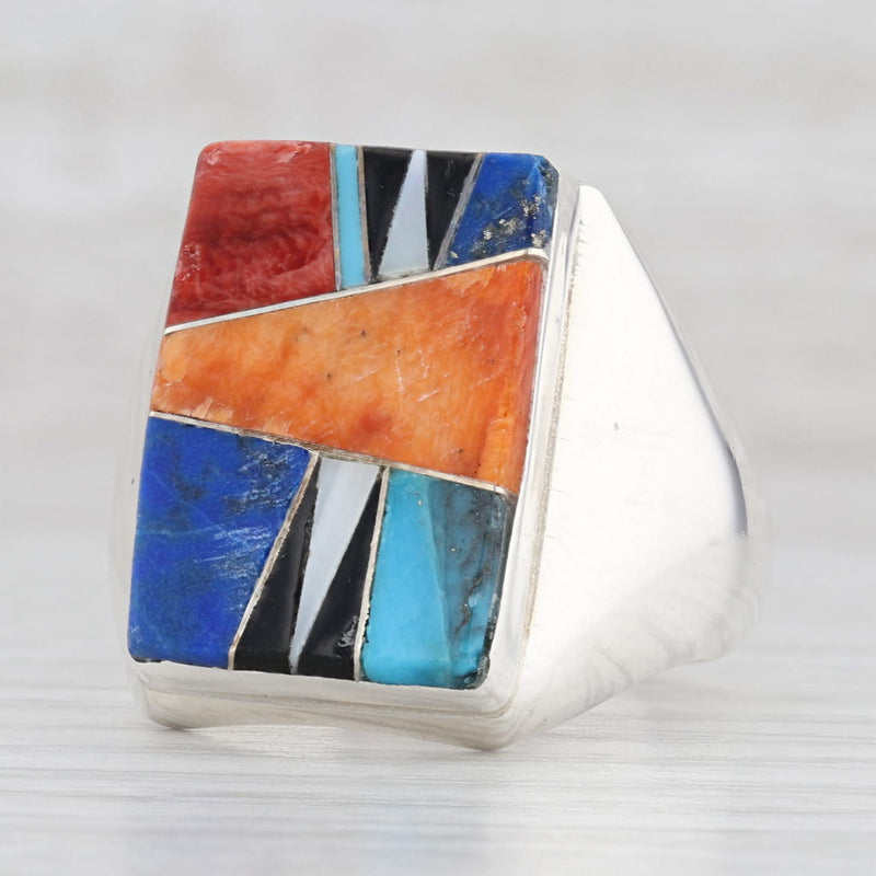 James Lee - NavajoRingMulti-Inlay Diamond FanLapis LazuliSize 12-3/4 X |  Native Silver & Stone LLC